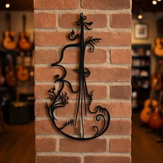 Abstract Metal Violin Wall Art: Modern Music Room Decor
