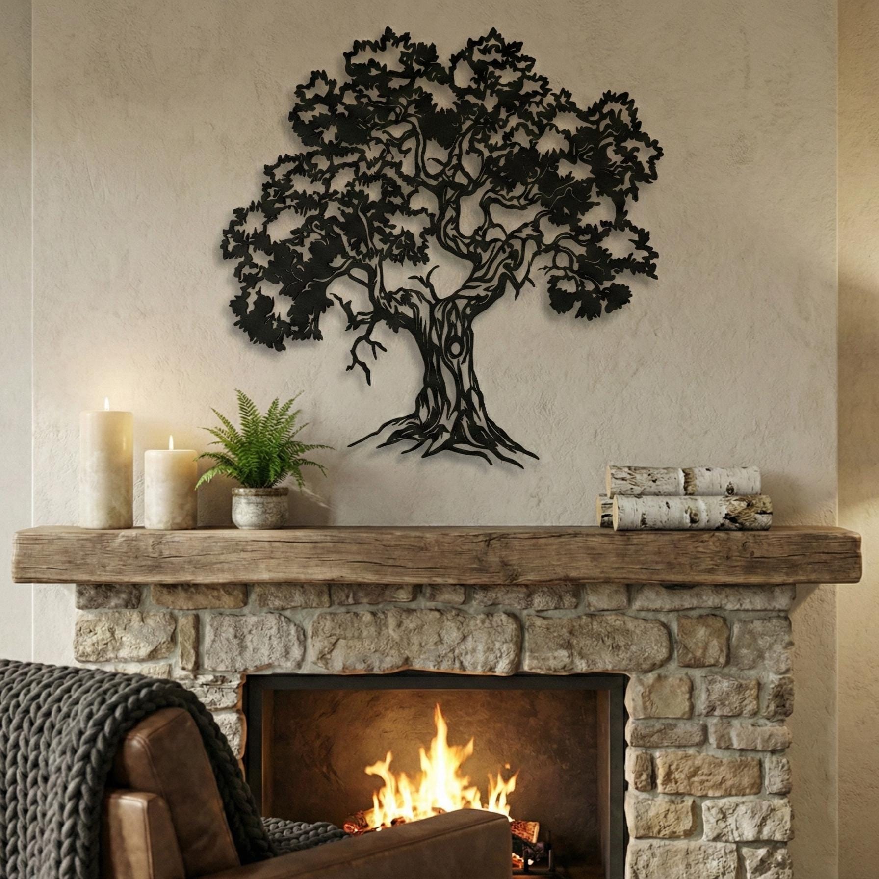 Tree of Life Metal Wall Decor - Rustic Modern Wall Art - Housewarming ...