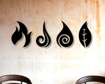 Metal Four Elements Wall Art, Yoga Room Wall Decor, Headboard Wall Art, 4 Elements Wall Art, Unique Birthday Gift, Gift for him