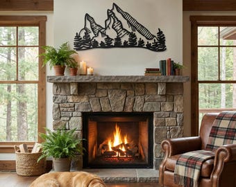Pine Mountain Metal Wall Art - Modern Naturel Home Wall Decor - Unique Birthday Gift