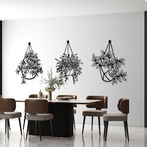 Ivy Flowers in Pots Metal Wall Art, Flower in Pot Metal Wall Decor, Home Garden Decor, Unique Birthday Gift, Gift for Mom, Christmas Gift