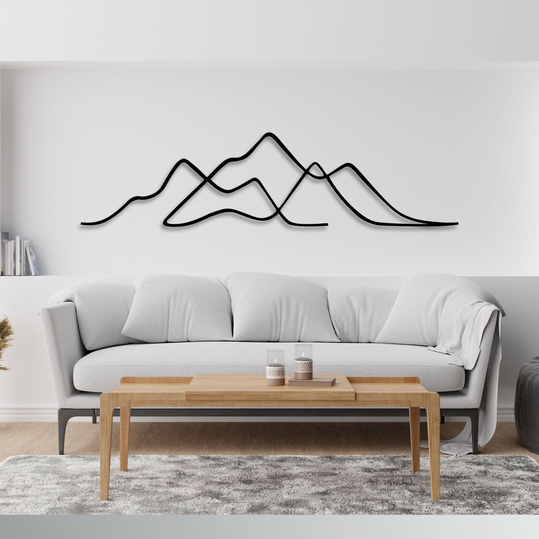 Minimalist Mountain Metal Wall Art - Modern Mountain Home Decor - Gift ...