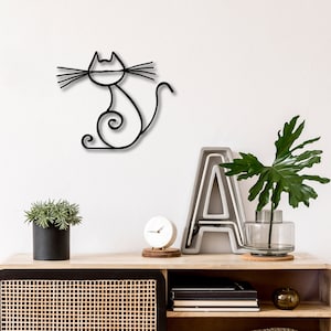 Metal Cat Wall Art: Modern Steel Home Decor - Etsy - Modern Metal Home Decor