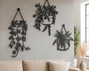 Flower in Pot Metal Wall Art, Flowers in Pots Wall Decor, Home Garden Metal Wall Art, Flowers Lovers Unique Birthday Gift, Christmas Gift