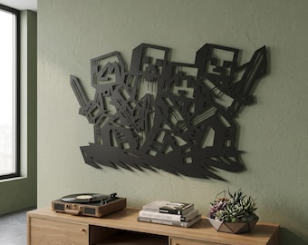 Minecraft Metal Wall Art - Video Game Room Decor - Gaming Gift for Him