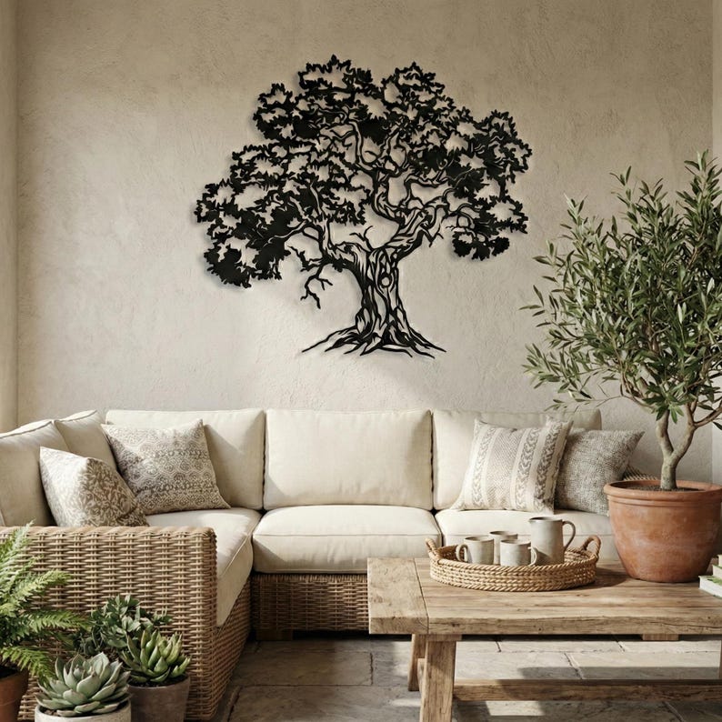 Tree of Life Metal Wall Decor - Rustic Modern Wall Art - Housewarming ...