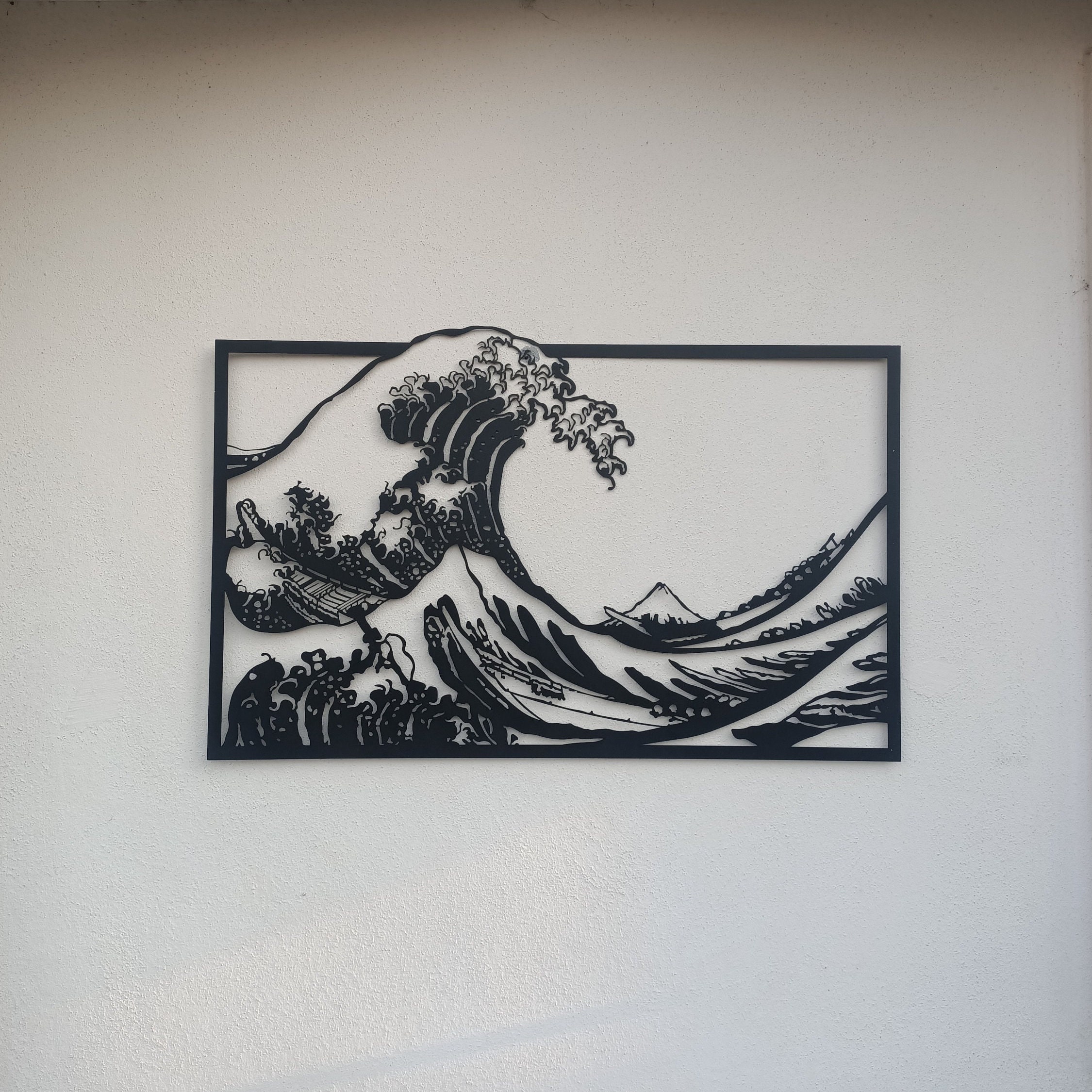 Great Wave Metal Wall Art Famous Ocean Metal Wall Decor Etsy