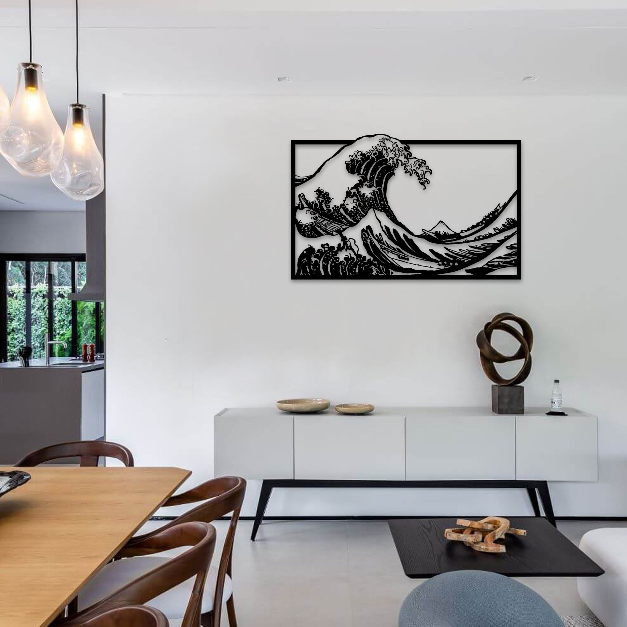 Great Wave Metal Wall Art Famous Ocean Metal Wall Decor Etsy