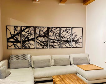 Metal Tree of Life Wall Art – 6 Piece Set, Laser-Cut Steel Home Decor