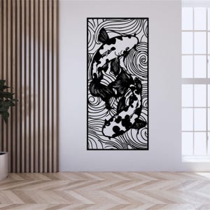 Koi Fish Metal Wall Art: Zen Japanese Decor