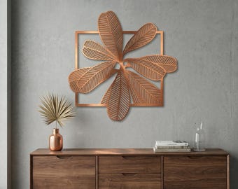Modern Botanical Metal Wall Art - Tropical Leaf Wall Decor