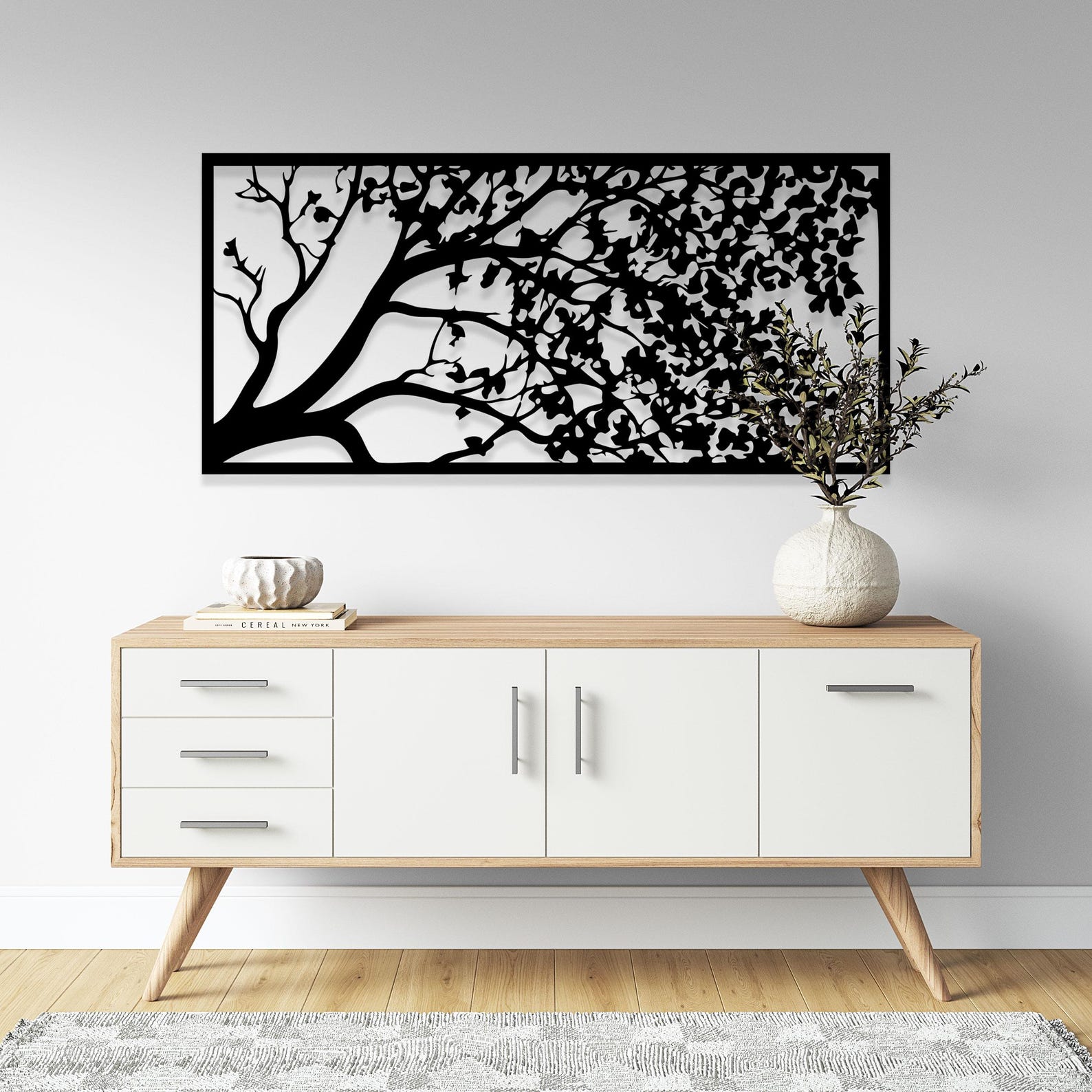 Metal Tree Branch Wall Art- Modern Kitchen & Entryway Decor - Unique ...