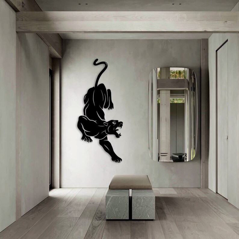 Black Panther Metal Wall Art, Wildlife Metal Wall Decor, Large Animal