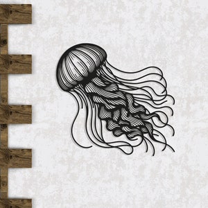 Jellyfish Metal Wall Art - Ocean Theme Home Decor - Sea Life Lovers Gift