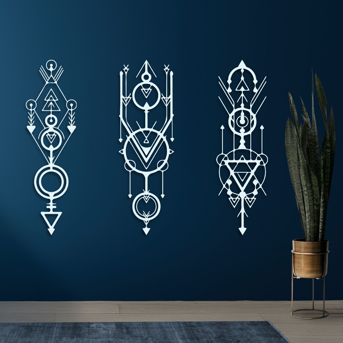Valhalla Draw Line Viking Metal Wall Decor - Valhalla Geometric Line Art - Viking Lovers ...