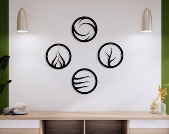 Four Elements Metal Wall Art, Water Fire Earth Air, Yoga Room Wall Art, Unique Birthday Gift, Porch Metal Wall Art, Christmas Gift