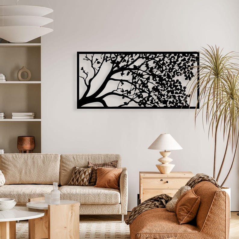 Metal Tree Branch Wall Art- Modern Kitchen & Entryway Decor - Unique ...
