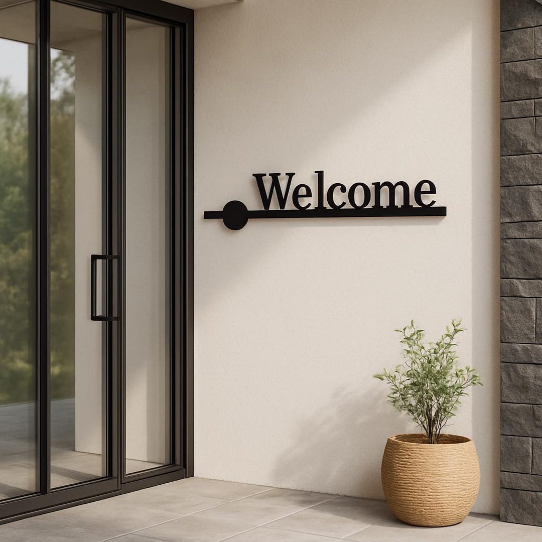 Black Metal Welcome Sign: Modern Porch Wall Art - Etsy