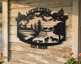 Custom Metal Farm Sign - Personalized Ranch Name Sign - Outdoor Barn Gate Decor