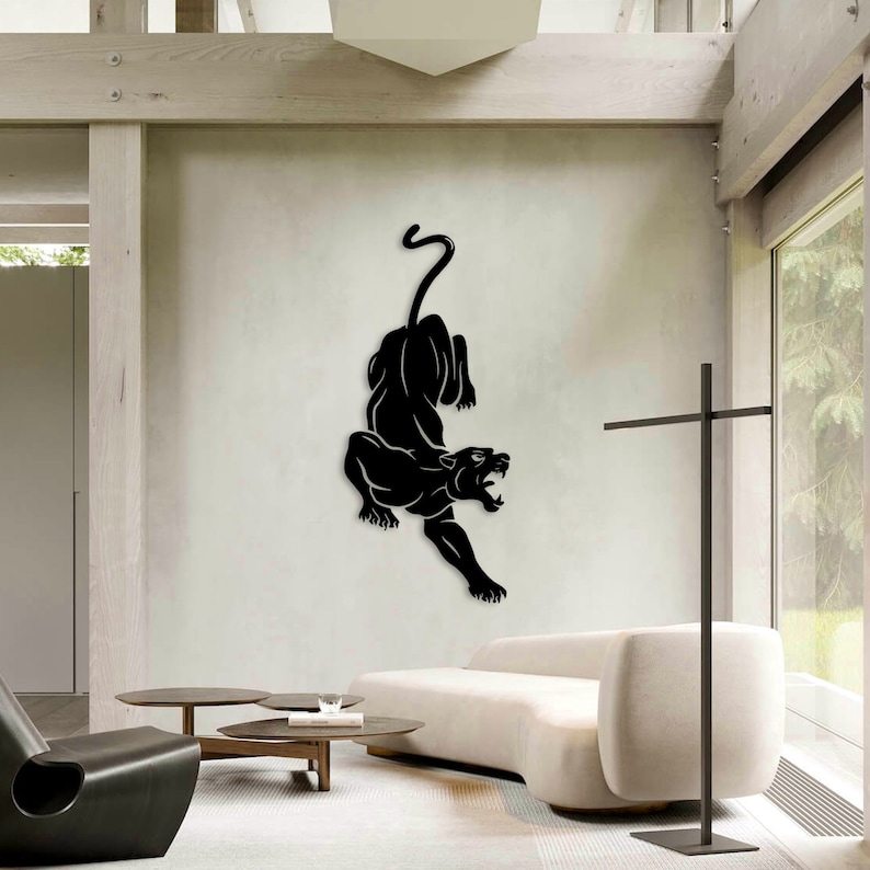 Black Panther Metal Wall Art, Wildlife Metal Wall Decor, Large Animal