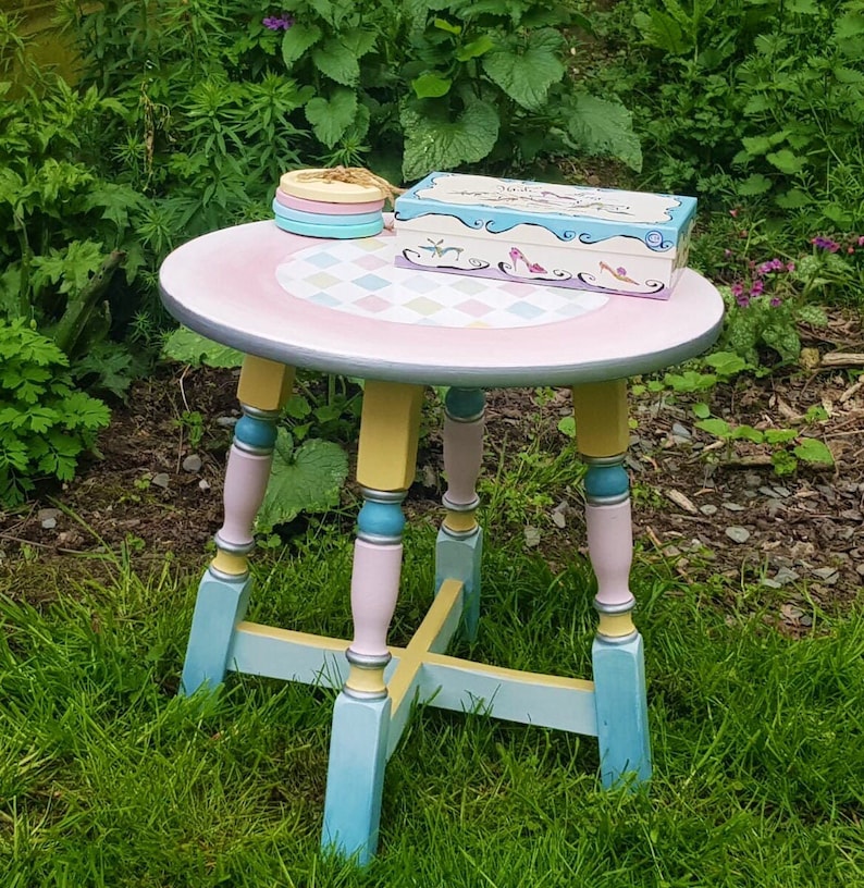 Hand Painted Side Table Alice in Wonderland Inspired Etsy