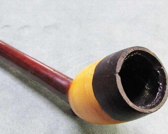 Unique 9" Antique French Meerschaum Pipe/Silver Ornate Long Straight Amber Stem/Birthday Present