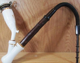 Antique Lided Long German Bavarian Pipe/Unique Estate Bent Churchwarden Smoking Pipe/Birthday Gift