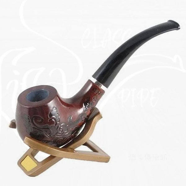 Unique Briar Lined Pipe with Ring & Beginner Metal Filter/Classic Apple Traditional Special Sandblasted Bent Sailor Pipe/Bohem Birthday Gift