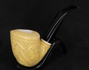 Unique Meeraschaum Embossed Calabash Pipe/Rare Stylish Traditional Floral Ornate Topkapı Pipe/Birthday Gift