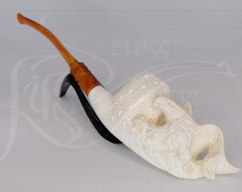 Unique Large Eagle Meerschaum Pipe/Stylish Long Ornate Embossed Pipe/Birthday Gift for Him