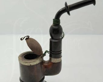 Antique German Bruyere Lided Billiard Pipe/Unique Rare Smooth Tyrolean Hunter Pipe/Birthday Present