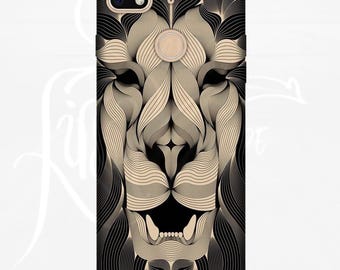 Mandala Lion Phone Case/Unique Liquid Silicone Symmetrical iPhone and Xiaomi Cover/Birthday Gift