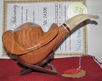 Unique Freehand Briar Unfiltered Pipe/Elegant Rare Collectible Certified Genuine Wooden Pipe/Birthday, Groomsmen & Father&#39;s Day Gift