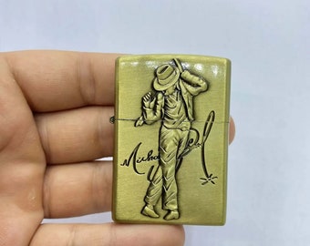 Unique Metal Michael Jackson Lighter/Stylish Rare Relief Windproof Refillable Cool Petrol Lighter/Groomsmen, Anniversary & Birthday Gift