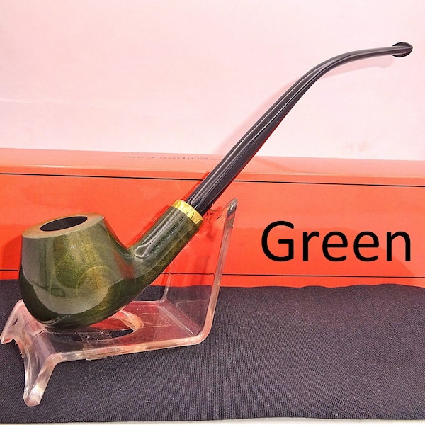 Churchwarden Pear Wooden Smoking Pipe/Unique Artisan Ornate Long Stem Metal Filter Apple Pipe/Father's Day, Birthday & Groomsmen Gift to Him