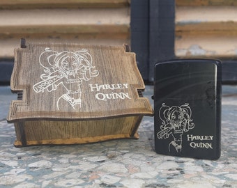 Harley Quinn Themed Refillable Stylish Metal Cool Lighter/Which You can Use While Smoking Cigar & Unique Pipe, Boxed Lighter/Groomsmen Gift