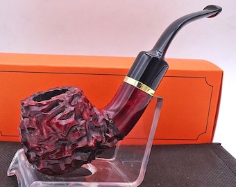 Unique Pipe Made from Pear like Briar Wooden in Orange, Burgundy and Natural Option/Birthday & Groomsmen Gift Stylish 6 Inches Billiard Pipe
