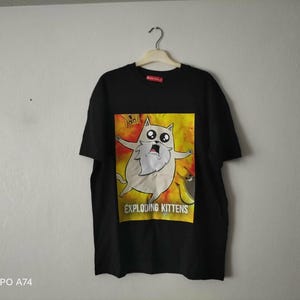 Unisex Exploding Kittens Summer Combed T-Shirt/Crew Neck Short-Sleeve Unique Men's Cat-Shirt/Birthday Gift image 12