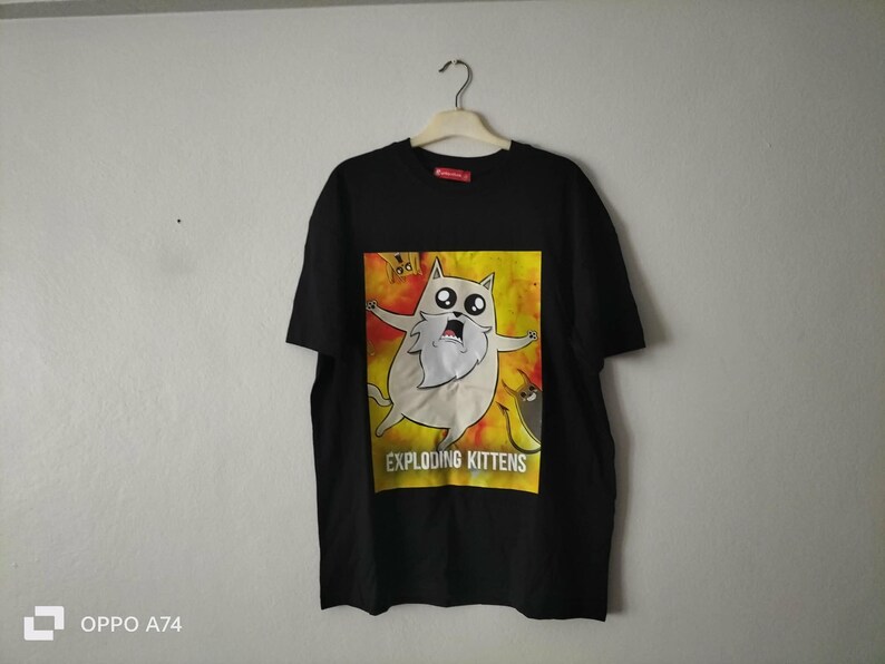 Unisex Exploding Kittens Summer Combed T-Shirt/Crew Neck Short-Sleeve Unique Men's Cat-Shirt/Birthday Gift image 12