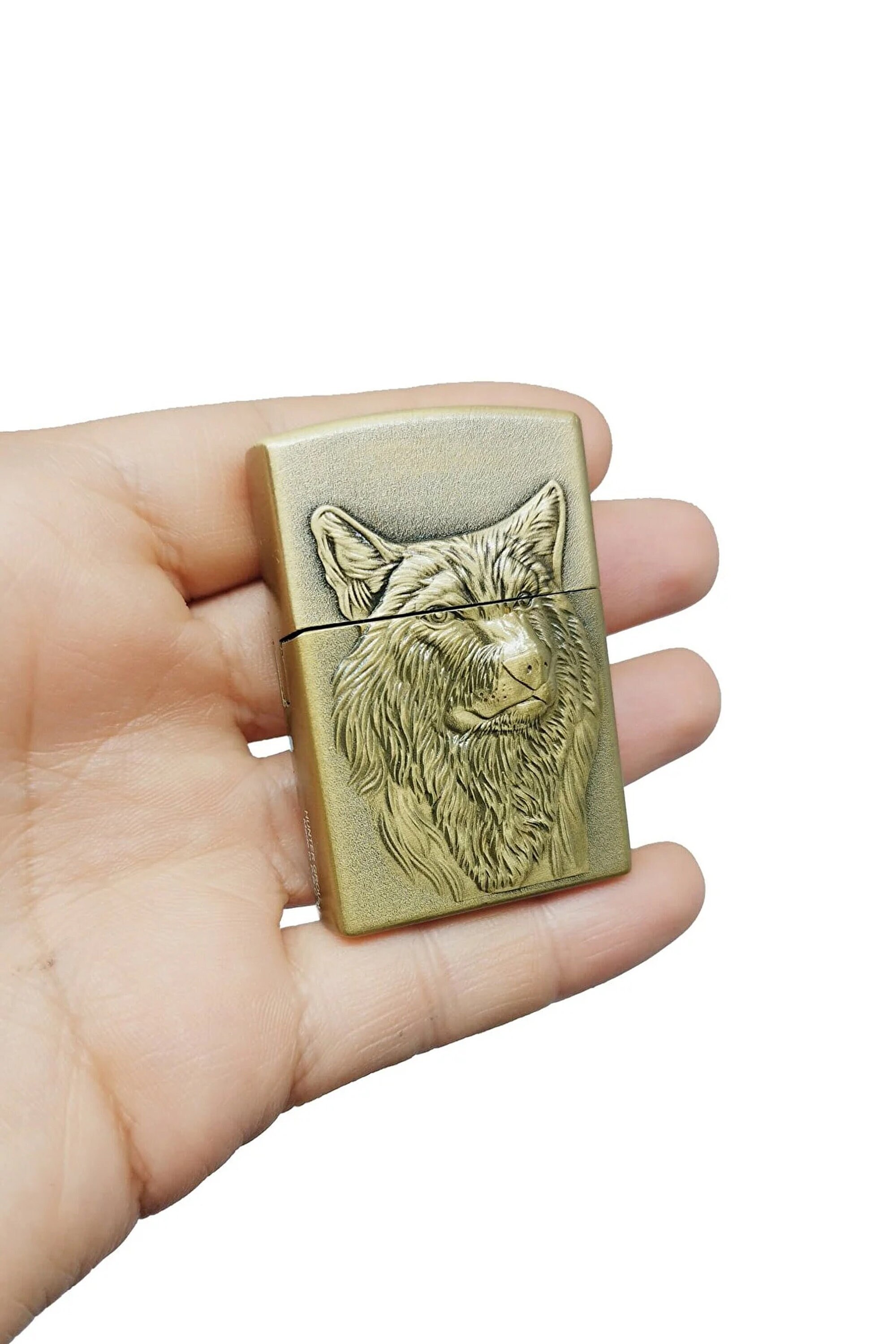 Metal Relief Wolf Lighter in Unique Bronze/Stylish Custom Windproof Refillable Rare Cool Cigarette Petrol Lighter/Birthday & Groomsmen Gift