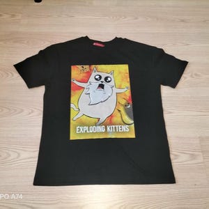 Unisex Exploding Kittens Summer Combed T-Shirt/Crew Neck Short-Sleeve Unique Men's Cat-Shirt/Birthday Gift image 13