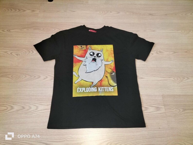 Unisex Exploding Kittens Summer Combed T-Shirt/Crew Neck Short-Sleeve Unique Men's Cat-Shirt/Birthday Gift image 13