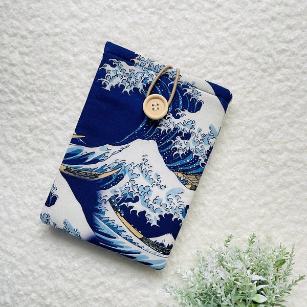 Waves Kindle Sleeve, Padded Kindle Paperwhite Case, Kindle Oasis Cover, Blue Waves Kindle Protector,Book Sleeve, Blue Kindle Pouch