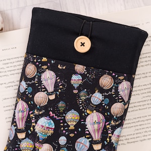 Air Balloons Abstract Padded Book Sleeve, Balloons Book Sleeve With Pocket, Book Sleeve With Button Closure, Book Accessories, Bookworm gift