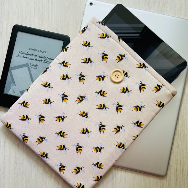 BumbleBee Padded IPad Sleeve, Fabric IPad Cover, IPad Accessories, Bumblebee Ipad Pouch, Ipad Protective Case, Tablet Sleeve, Tablet Cover