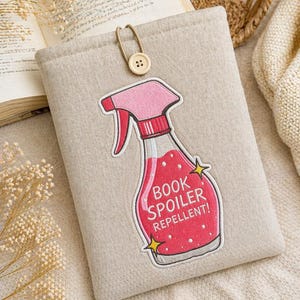 Funda divertida para libros, repelente de spoilers, cubierta bordada, funda acolchada para Kindle, regalo para amantes de los libros.