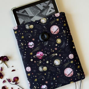 Planets Kindle Sleeve, Pink Stars & Celestial Kindle Cover, Padded Kindle Protector, Kindle Accessories, E Reader Case, Kindle Cover Case