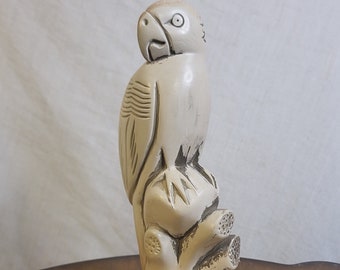 Vintage Hand Carved Stone Parrot