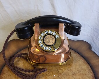 Vintage Brass Telephone With Rotary Dial