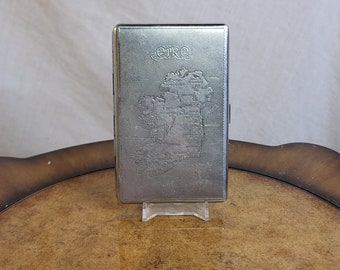 Vintage Metal Cigarette Case With Engraved Ireland Design